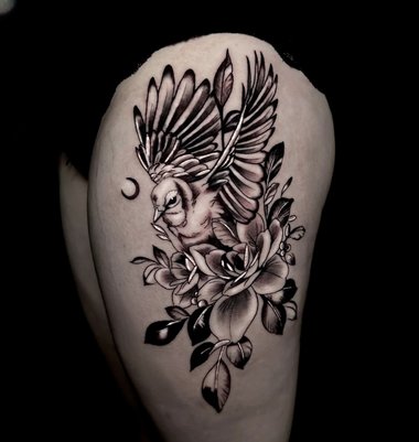 Vogel Blume Tattoo