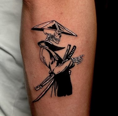 Skelett Samurai Tattoo