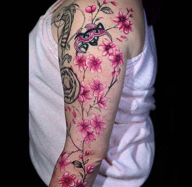 Blumen Tattoo pink