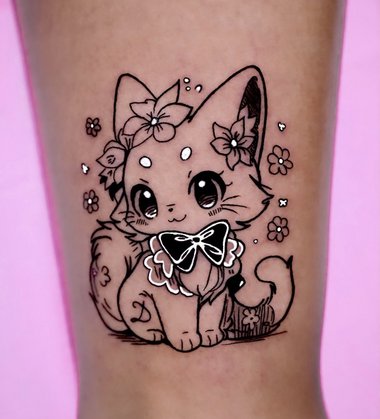 Katze Schleife Tattoo
