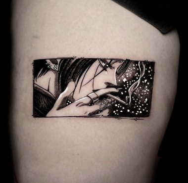 Smoking Anime Woman Tattoo