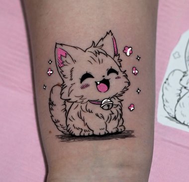 fröhliche Katze Tattoo